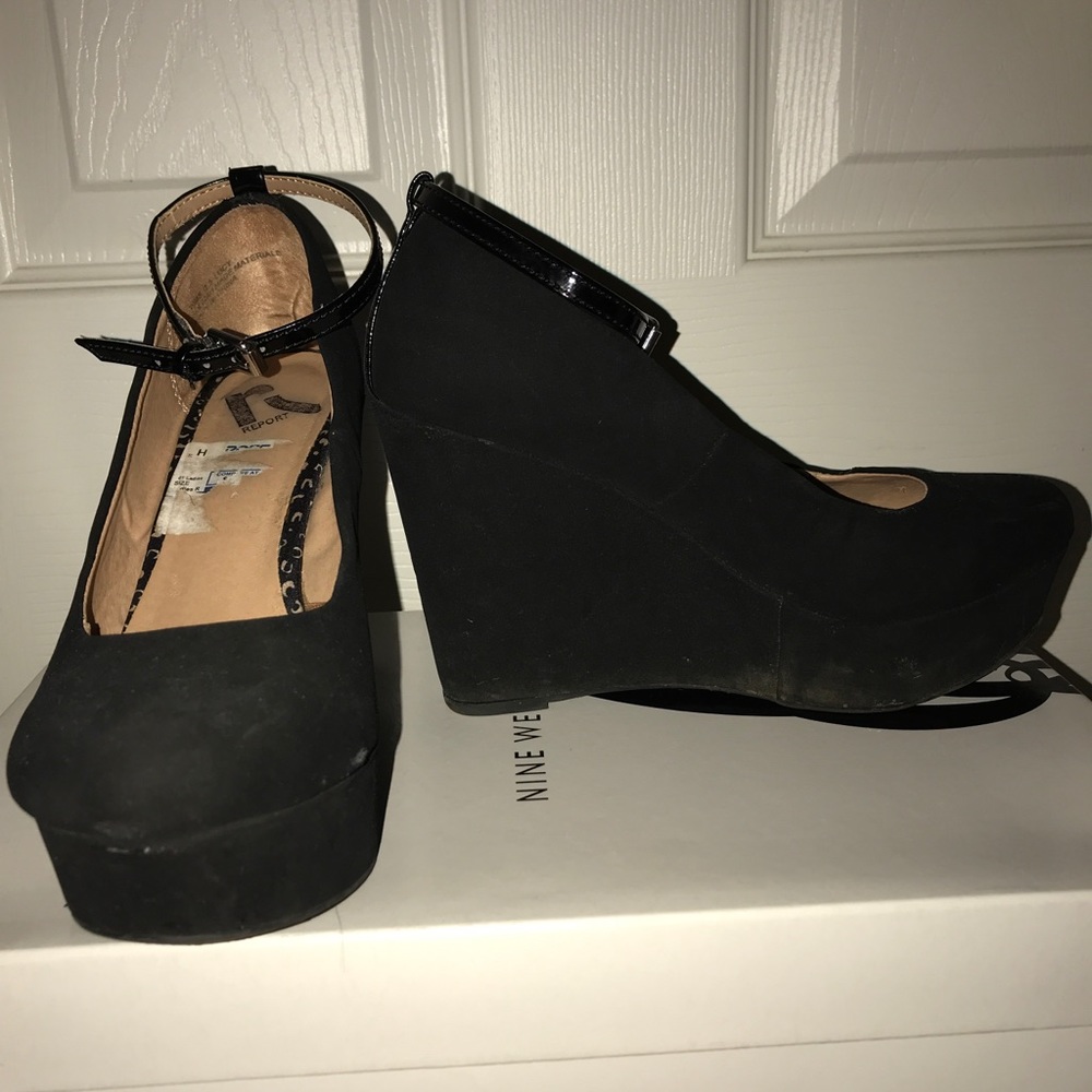 Black Suede Wedge Heels